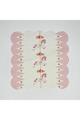 Amusement Park Themed Horse Patterned Pink Digital Printed Cocktail Napkin Washable Laser Cut